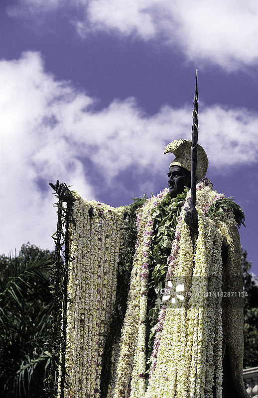 美国夏威夷瓦胡岛，檀香山，卡美哈美哈一世国王图片素材
