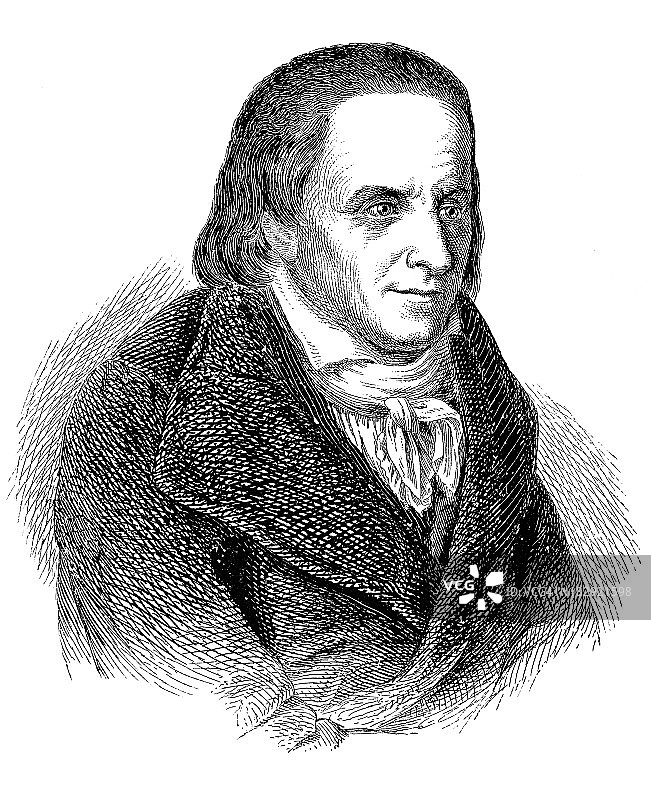 1870年教育家裴斯泰洛齐的雕刻图片素材