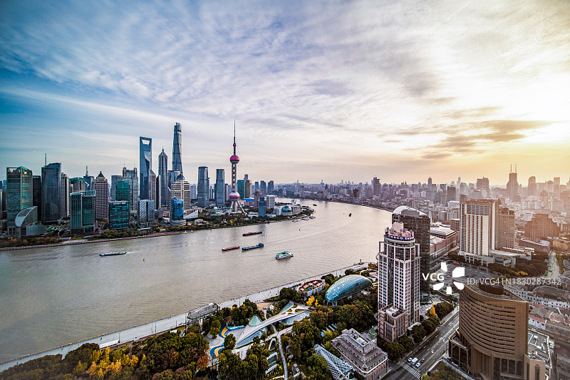 上海天际线日落图片素材