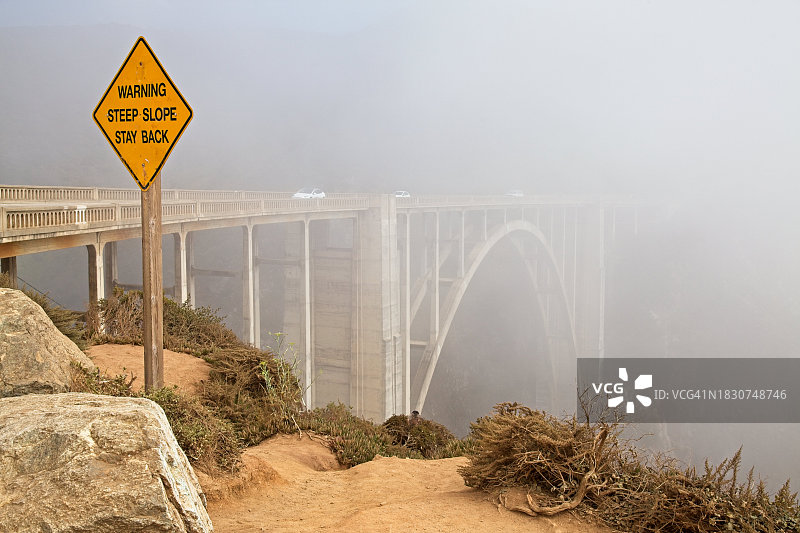 雾中的比克斯比大桥，大苏尔，加利福尼亚州图片素材