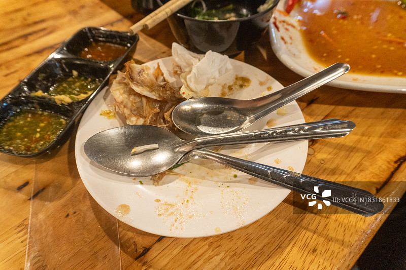 餐盘里的食物残渣图片素材