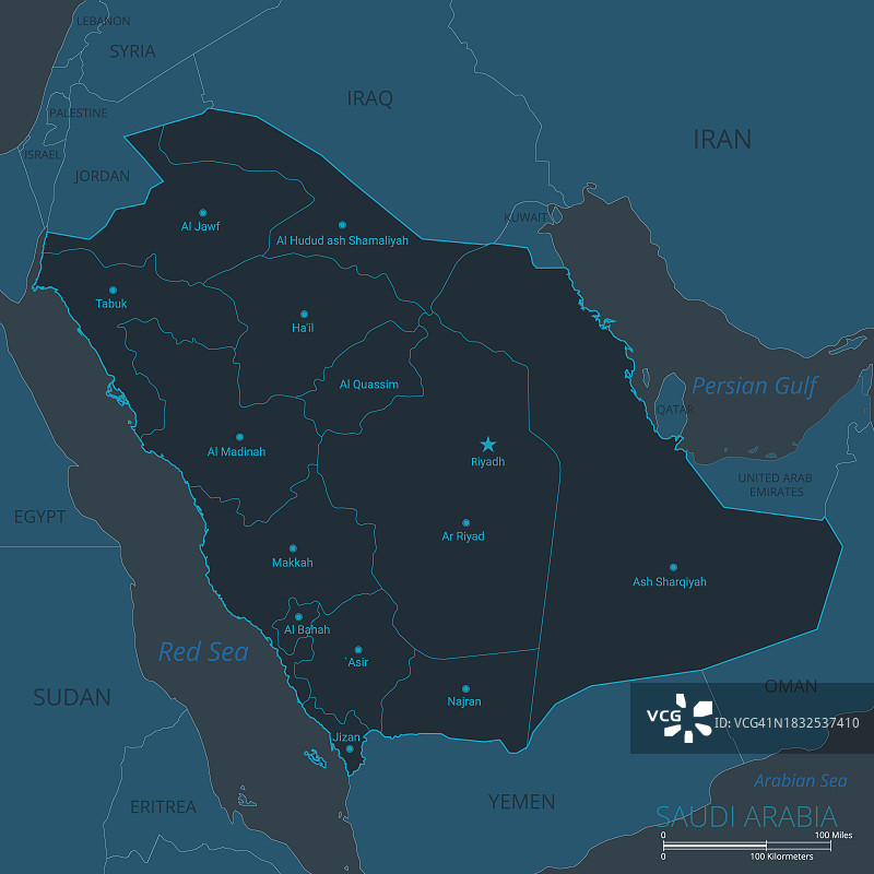 沙特阿拉伯矢量地图图片素材