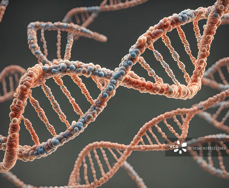 3D病毒细胞攻击DNA链图片素材