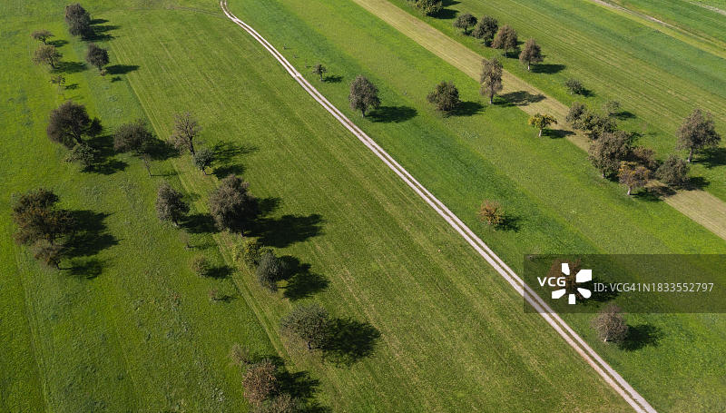 奥地利下奥州阿尔达格绿地果树草甸航拍景观图片素材