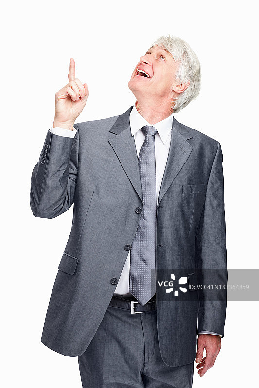 向上看并指向上方图片素材