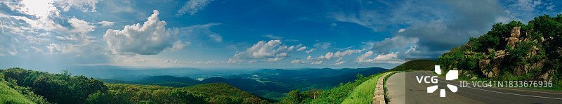美国霍格巴克观景点树林公路全景图片素材