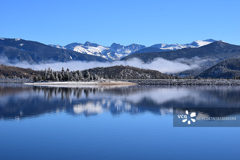 美国科罗拉多州大湖雪山湖景图片素材