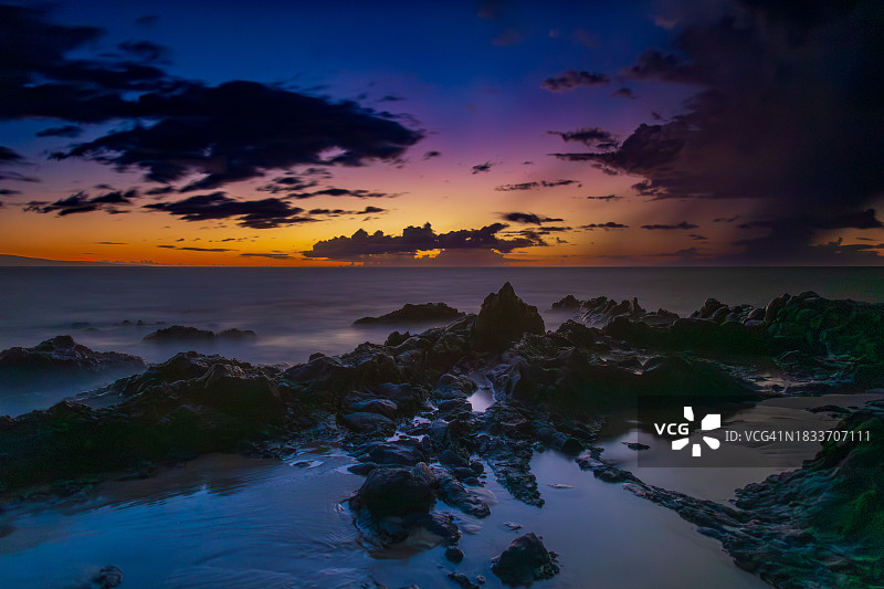 日落时分夏威夷基黑的海景图片素材