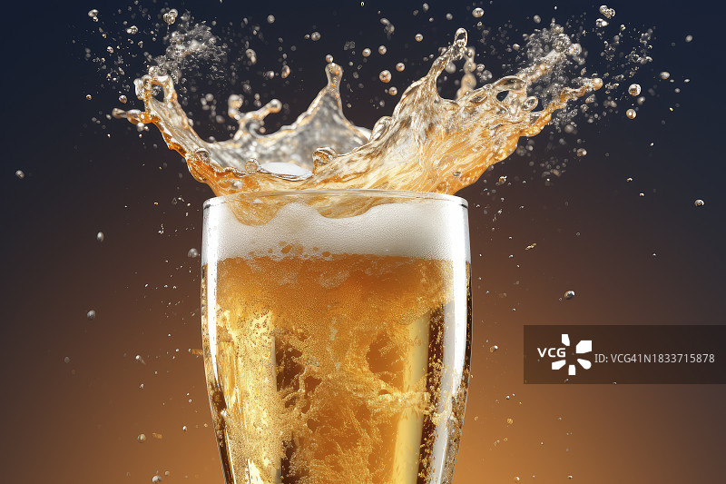 黑色背景下玻璃杯中飞溅的特写图片素材