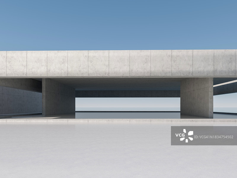 空旷的广场前的现代建筑图片素材