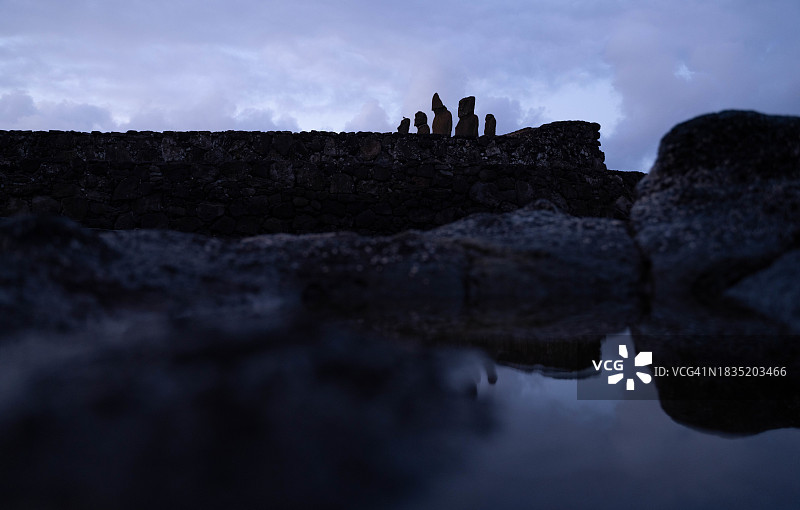 智利复活节岛的黄昏图片素材