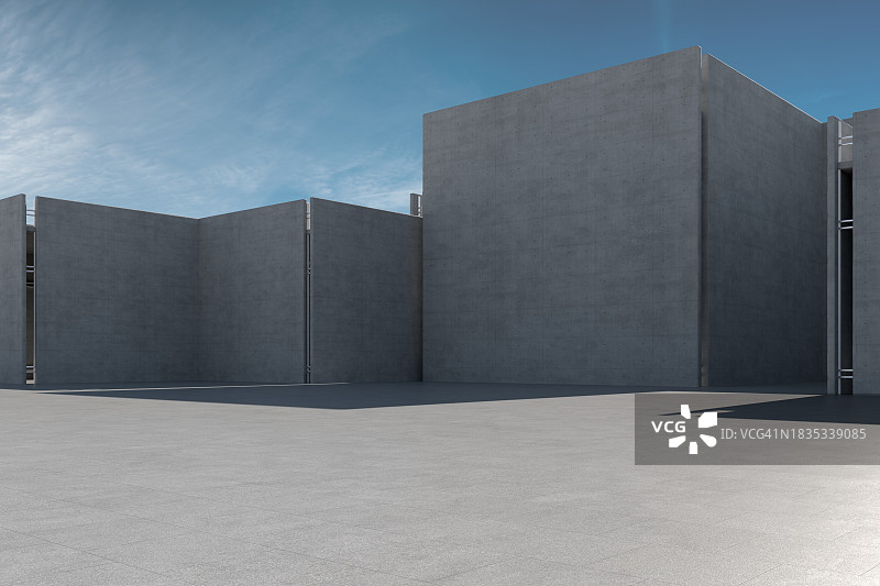 空旷的广场前的现代建筑图片素材