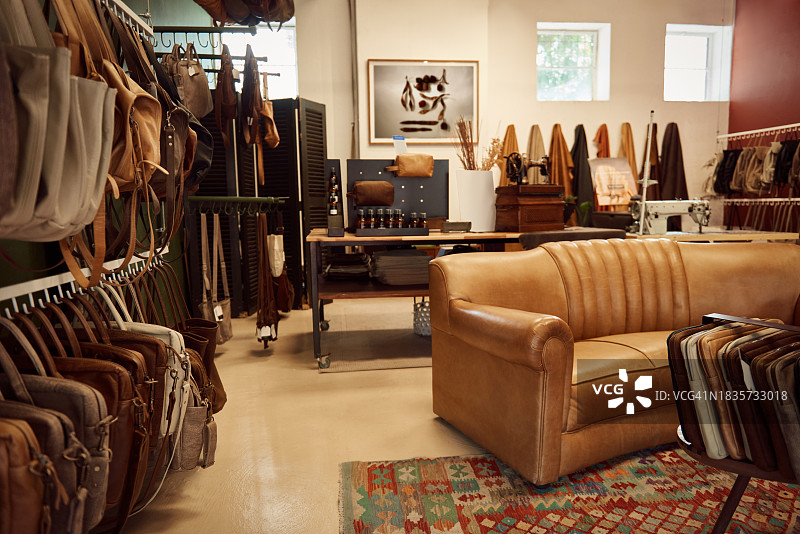 皮革精品店展示的奢华手提包图片素材