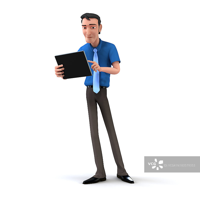 3D男人使用平板电脑图片素材