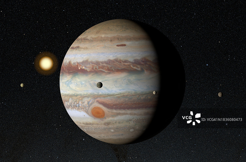 木星和伽利略卫星插图图片素材