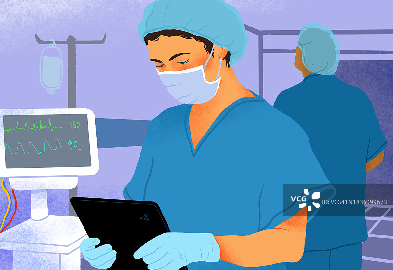 医生使用数字平板电脑插图图片素材