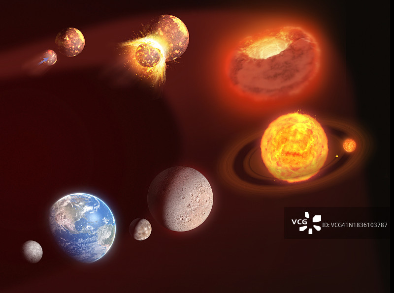 月球形成过程艺术作品图片素材