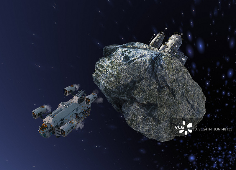 小行星太空采矿插画图片素材