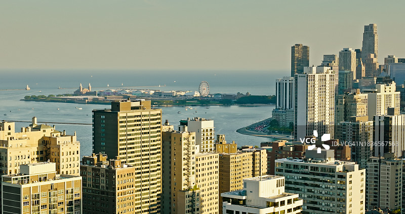 芝加哥海军码头北侧空中鸟瞰图图片素材