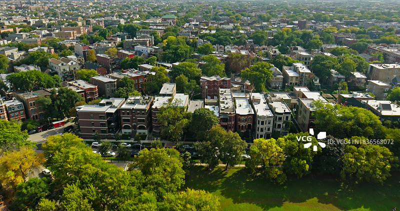 芝加哥威克公园的住宅建筑航拍图片素材