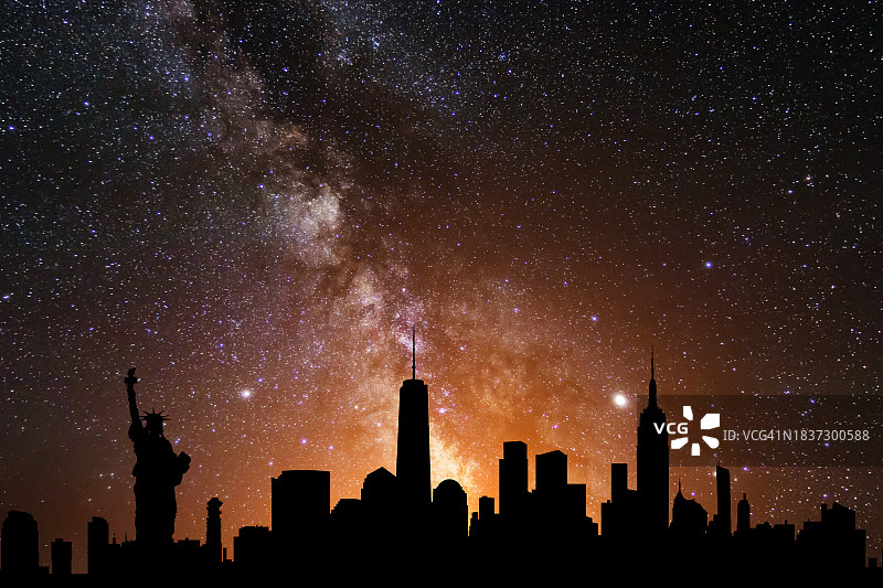 美国纽约市夜景天际线图片素材