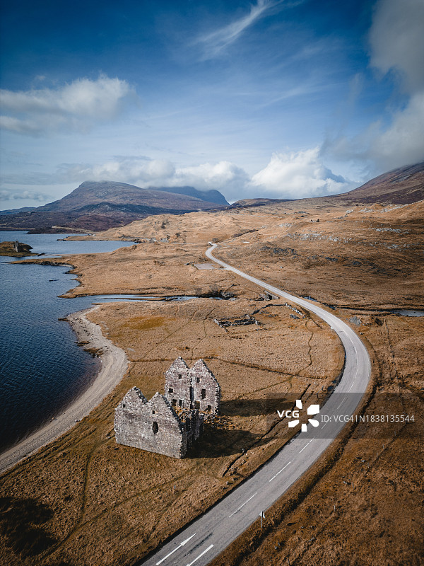 阿辛特湖上的卡尔达房屋遗址（苏格兰）图片素材