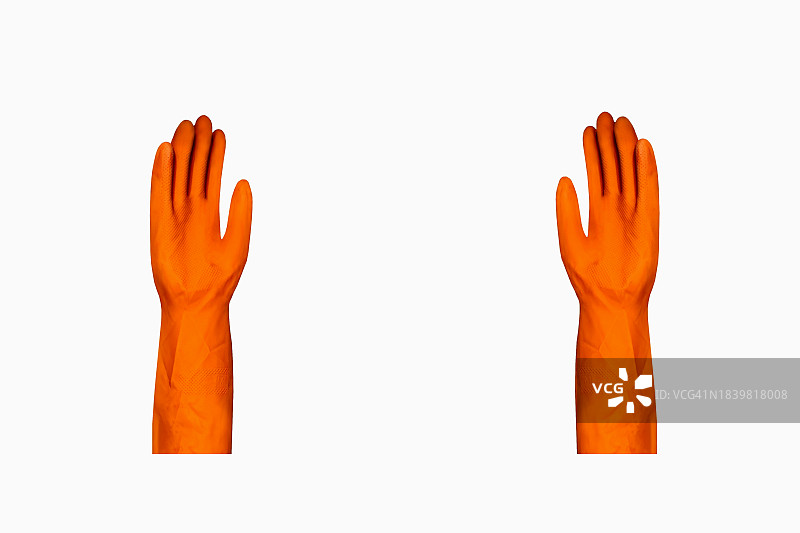 白色背景上隔离的橡胶手套图片素材