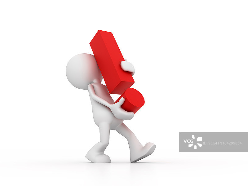 男人拿着一个巨大的感叹号图片素材