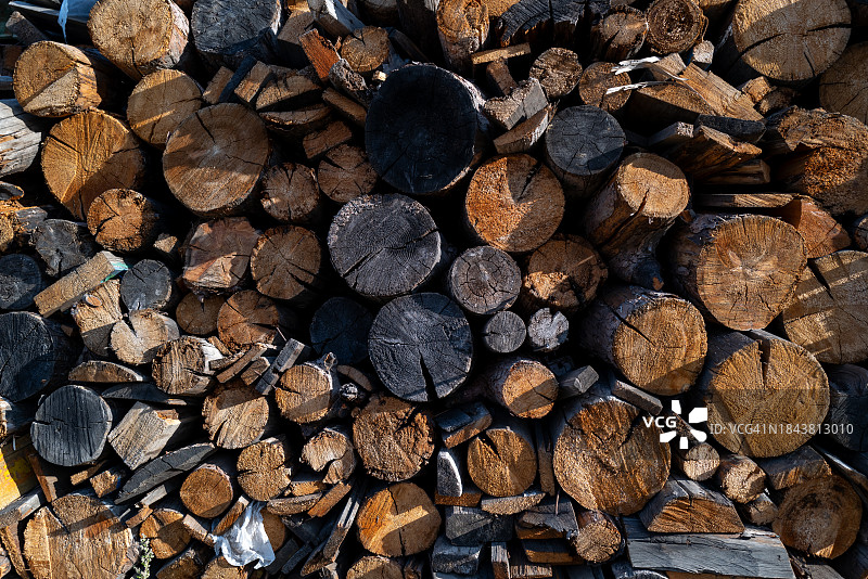 木堆横截面木墙图片素材