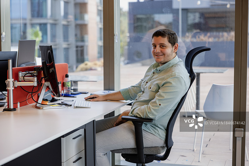 工作场所的电脑程序员肖像图片素材