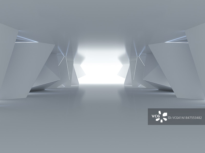 未来的空房间，3d渲染图片素材