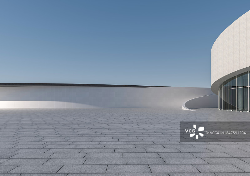 空旷的广场前的现代建筑图片素材