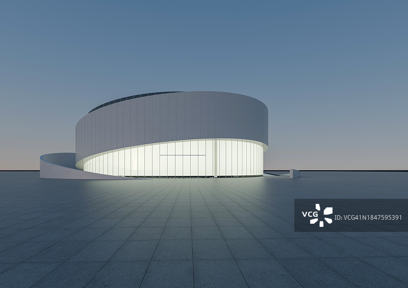 3D城市建筑广场之夜图片素材