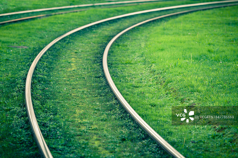 铁路轨道高角度视图图片素材