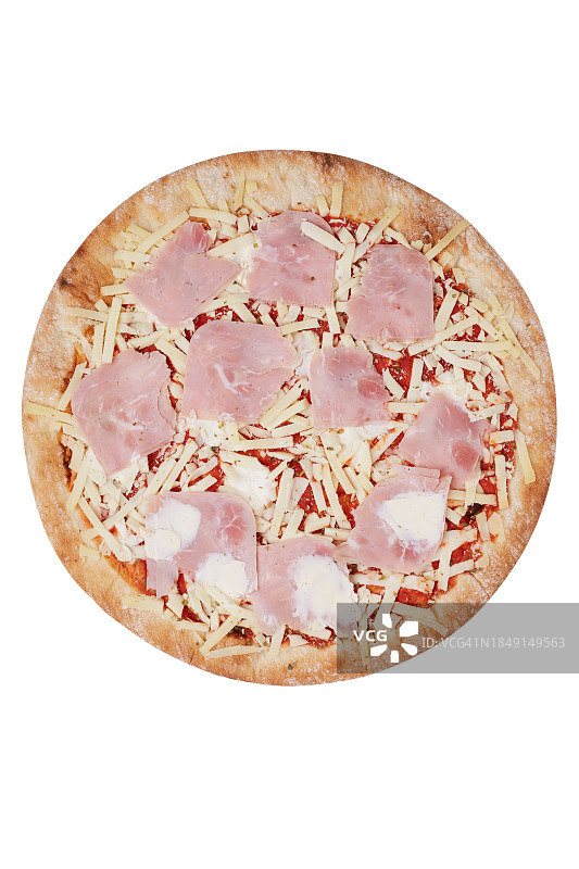 白色背景上分离的未煮披萨图片素材