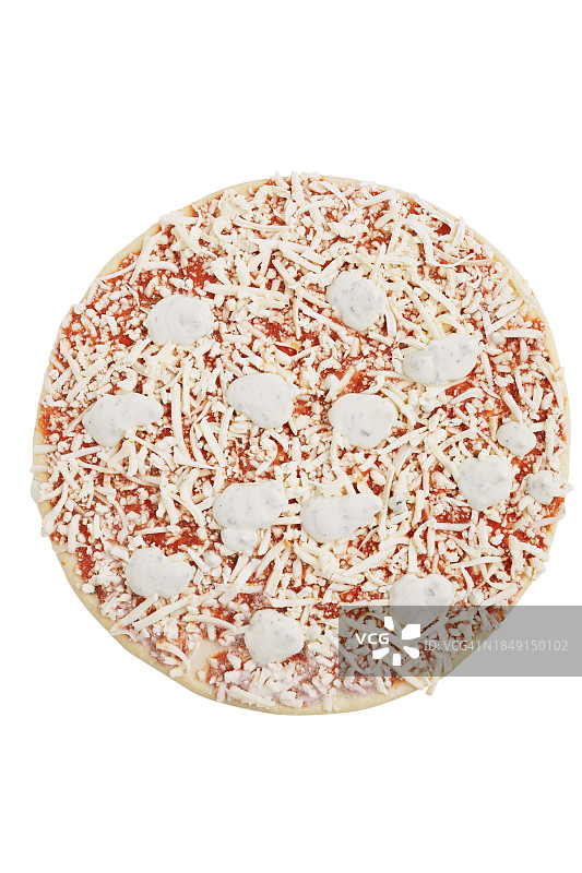 白色背景下冷冻的意大利四种奶酪披萨图片素材
