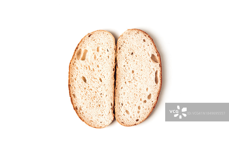 白色背景上的面包片图片素材
