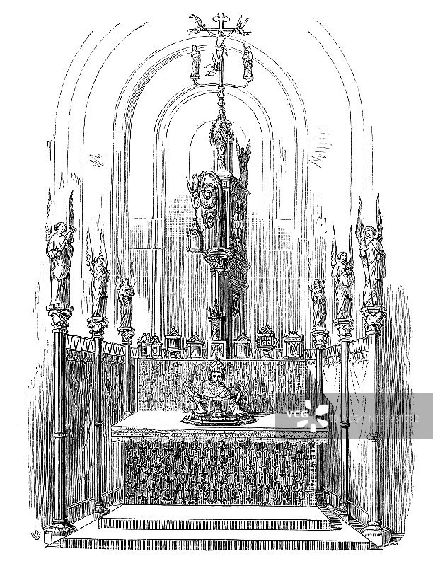 古老大教堂的圣坛图片素材