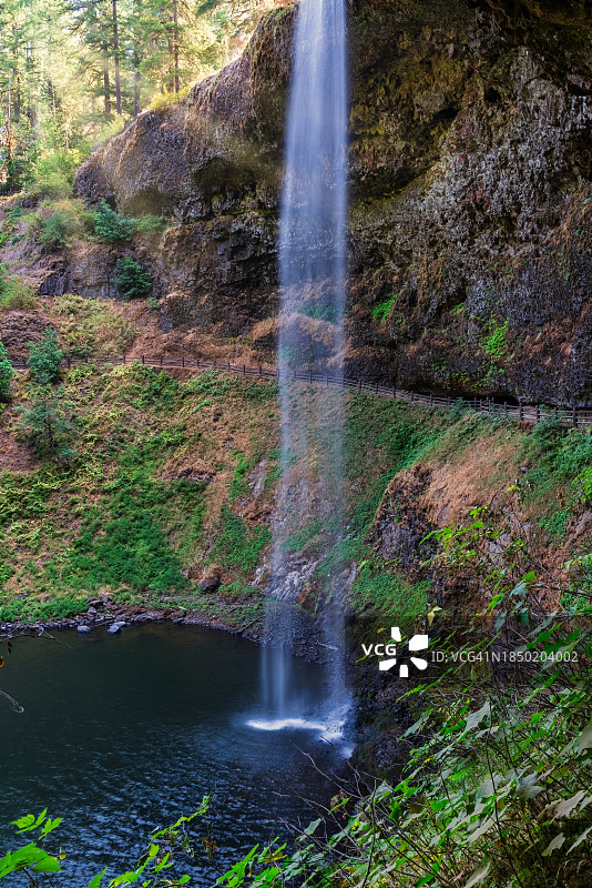 美国俄勒冈州森林瀑布风光图片素材