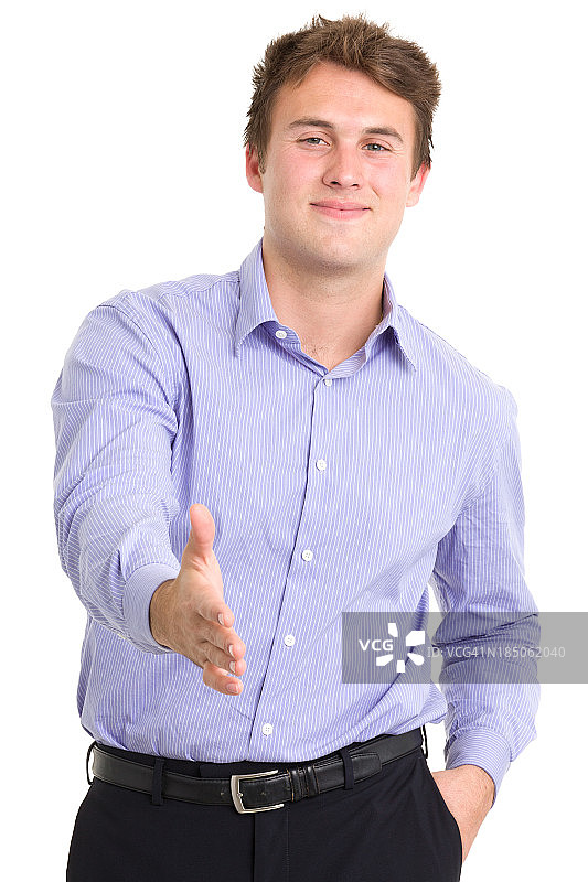 自信的年轻人伸出手准备握手图片素材