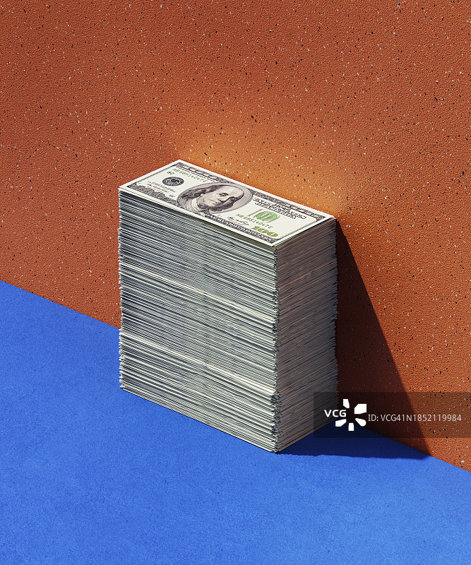 成摞的美元钞票图片素材