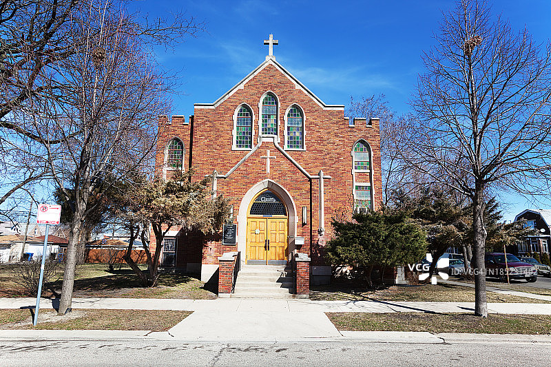 芝加哥西草坪的教堂外观图片素材