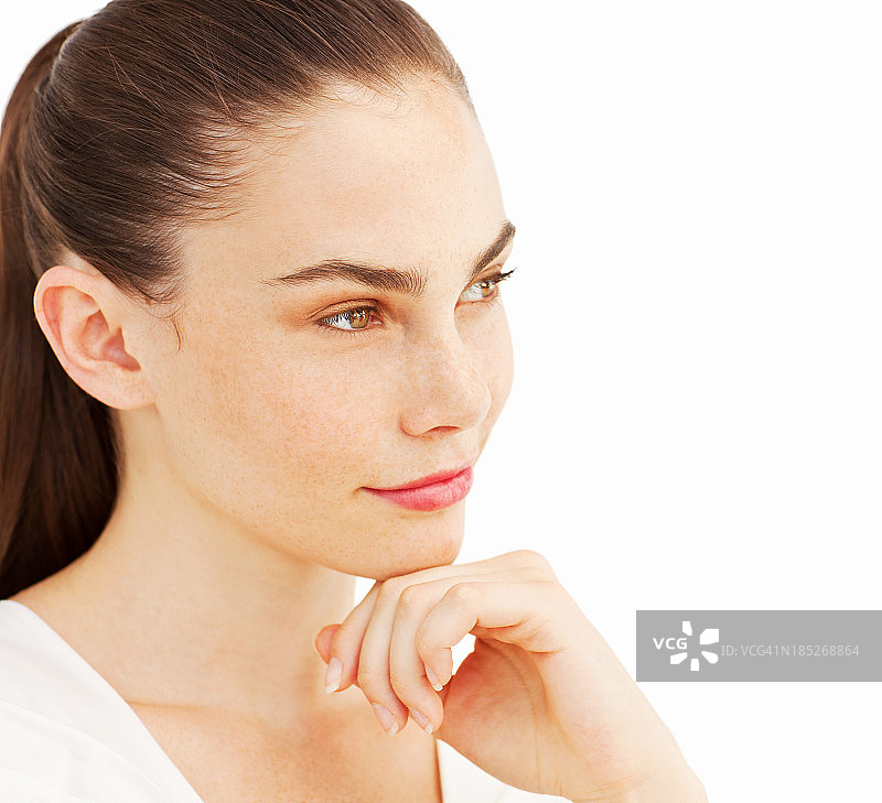 沉思的年轻女人图片素材