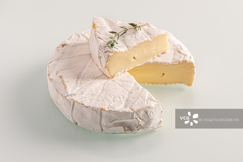 白色背景上的奶酪特写图片素材