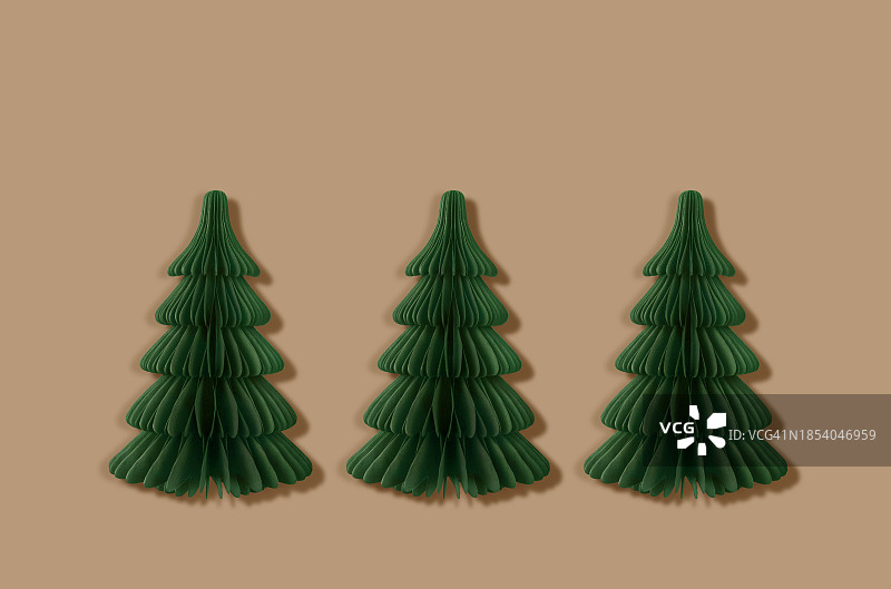 复古纸质圣诞树装饰品图片素材