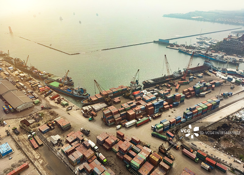 印度尼西亚雅加达传统木船航拍图片素材