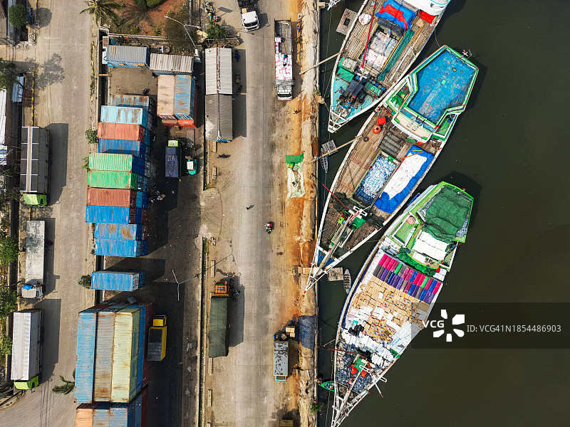 印度尼西亚雅加达传统木船航拍图片素材