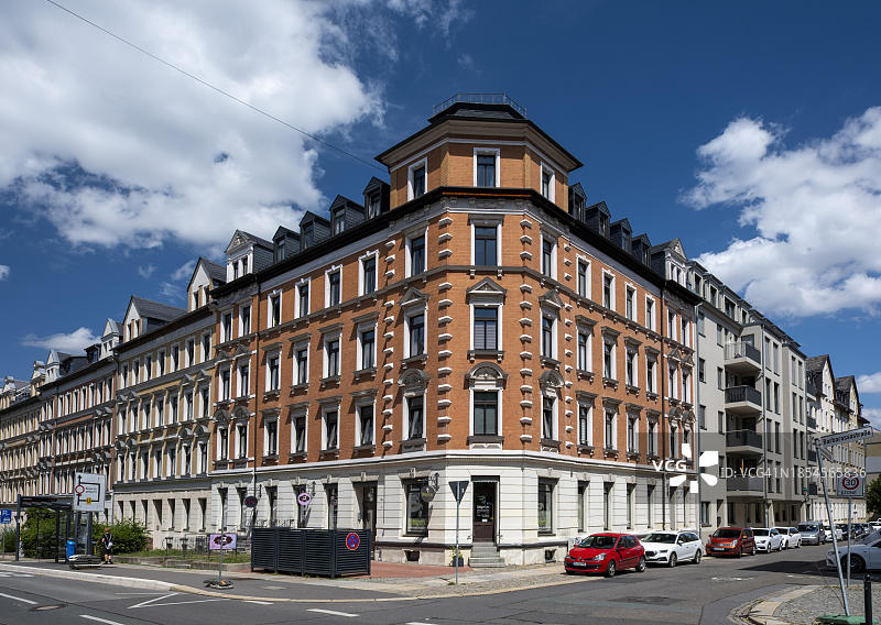 德国开姆尼茨卡斯贝格区的新艺术风格房屋图片素材