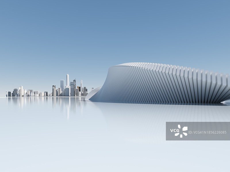 抽象的混凝土建筑背景。三维渲染图片素材