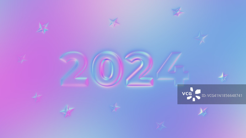 2024手写笔刷与小星星抽象霓虹粉彩气球背景图片素材